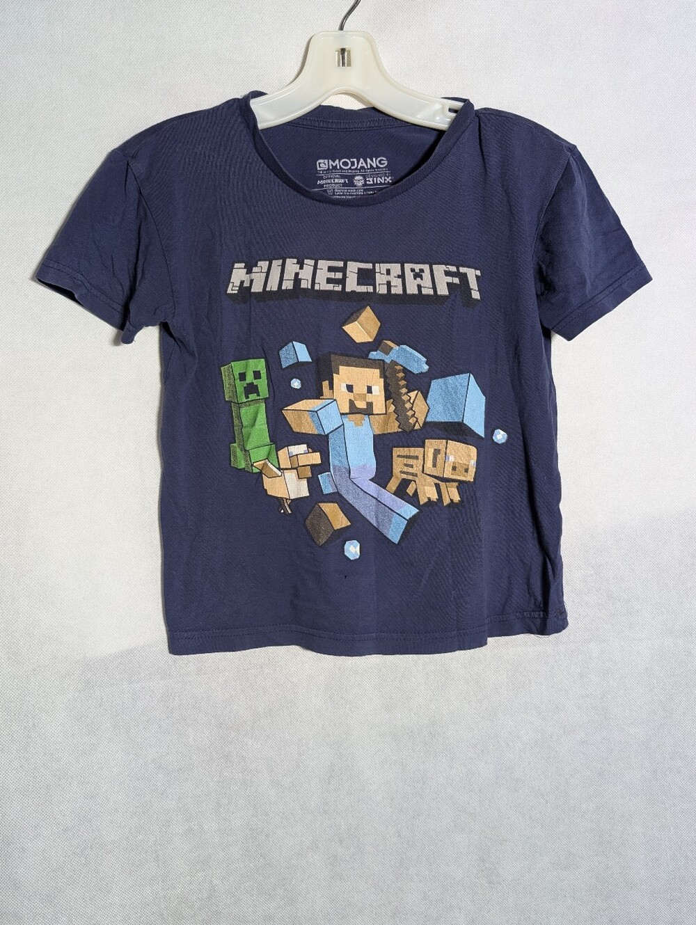 Minecraft Graphic T-Shirt Youth Small Navy Blue Steve Creeper Official JINX Tee